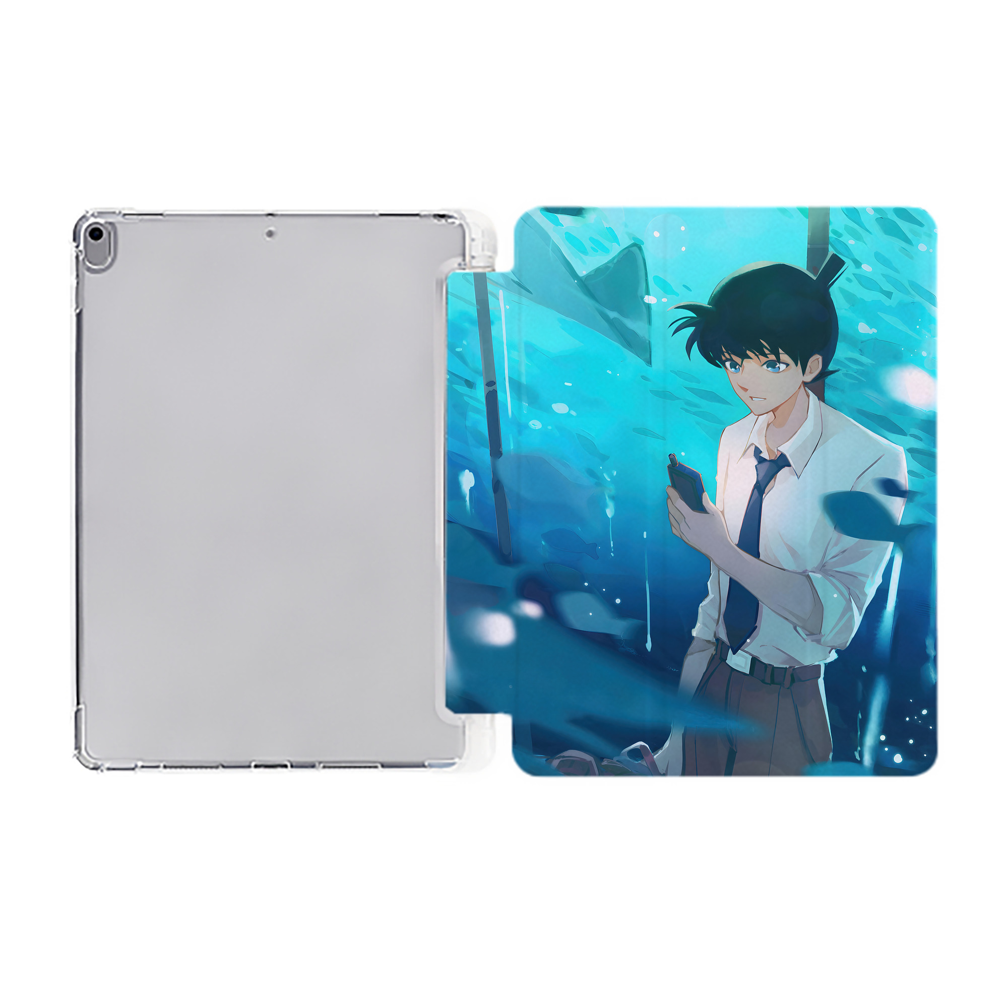 （画像用） 名探偵コナン Detective Conan IPad ケース ペン収納付き 三つ折りスタンド PUレザー×シリコン 対応機種9.5/10.5/10.9インチ